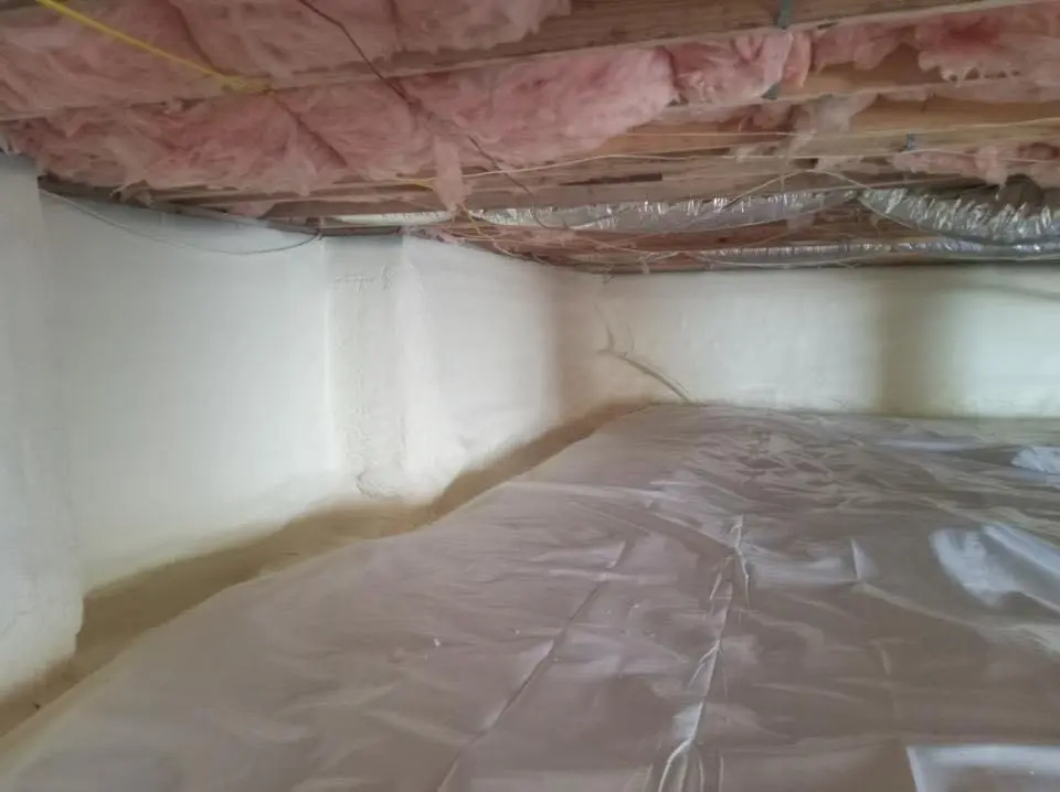Crawl space encapsulation with closed-cell spray foam for Spray Foam Roofing in New Franklin